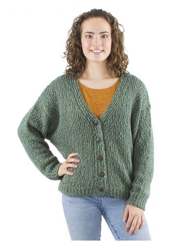 Chaqueta malla 55% acrilico 45% poliamida mangas largas 5 botones madera