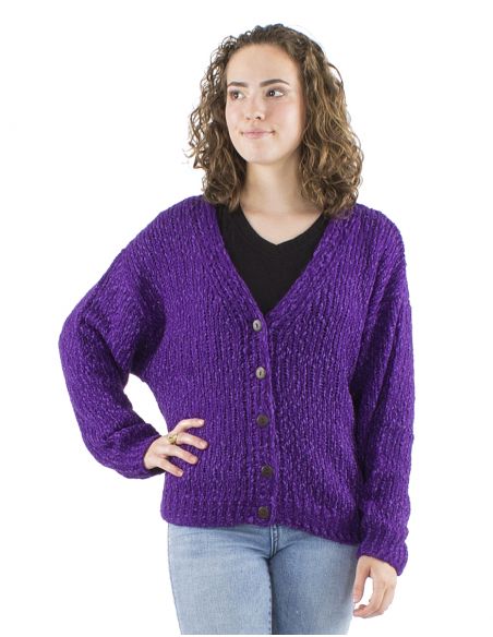 Chaqueta malla 55% acrilico 45% poliamida mangas largas 5 botones madera