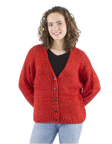 Chaqueta malla 55% acrilico 45% poliamida mangas largas 5 botones madera