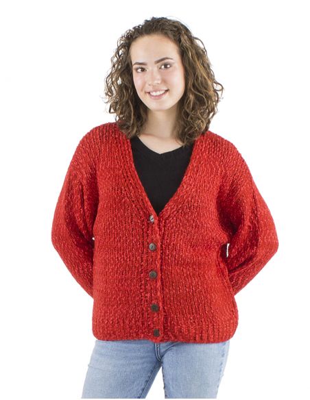 Chaqueta malla 55% acrilico 45% poliamida mangas largas 5 botones madera