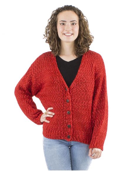 Chaqueta malla 55% acrilico 45% poliamida mangas largas 5 botones madera