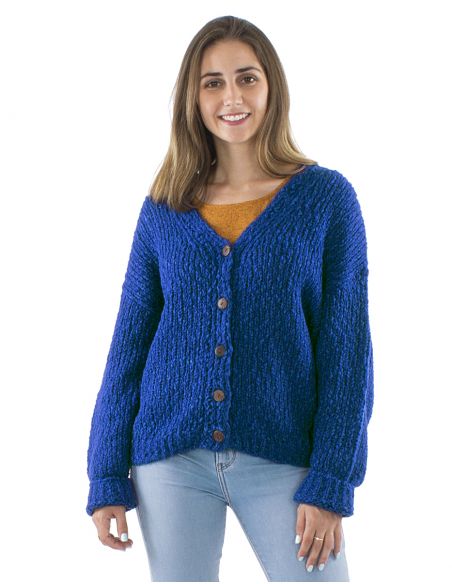 Chaqueta malla 55% acrilico 45% poliamida mangas largas 5 botones madera