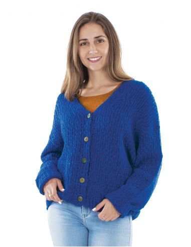 Chaqueta malla 55% acrilico 45% poliamida mangas largas 5 botones madera