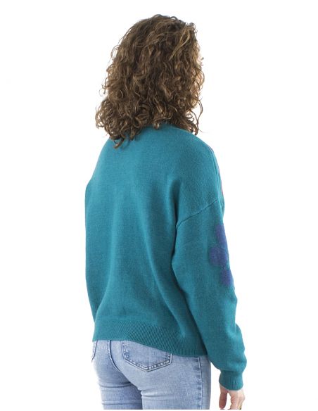 Chaqueta malla 64% acrilico 26% poliester 10% poliamida estampado flor