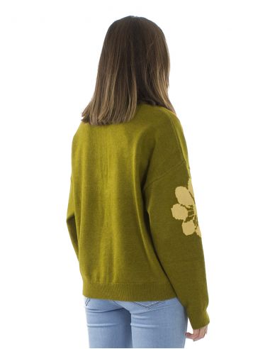 Chaqueta malla 64% acrilico 26% poliester 10% poliamida estampado flor