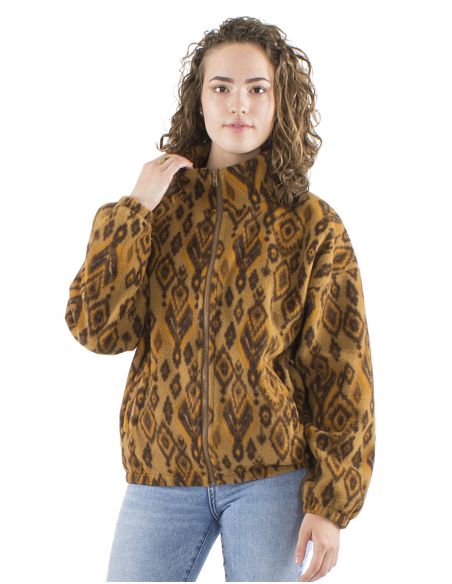 Chaqueta malla poliester polar estampado lovina