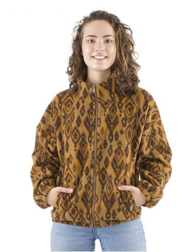 Chaqueta malla poliester polar estampado lovina