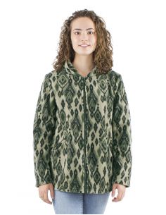 Chaqueta longue malla poliester polar con capucha estampado lovina 2