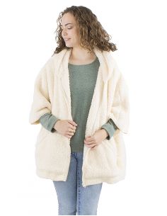 Chaqueta poncho malla poliester polar fibra larga 2