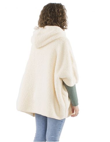 Chaqueta poncho malla poliester polar fibra larga