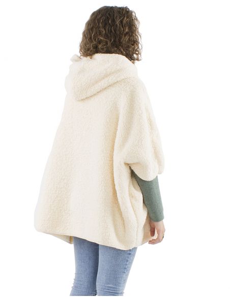 Chaqueta poncho malla poliester polar fibra larga