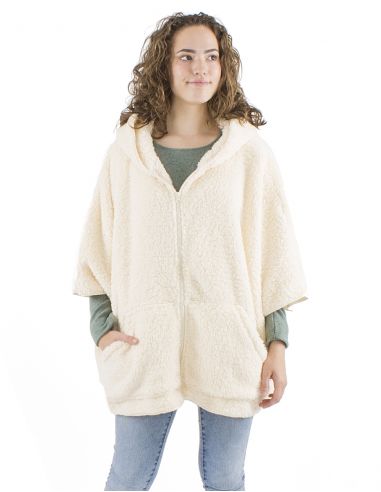Chaqueta poncho malla poliester polar fibra larga