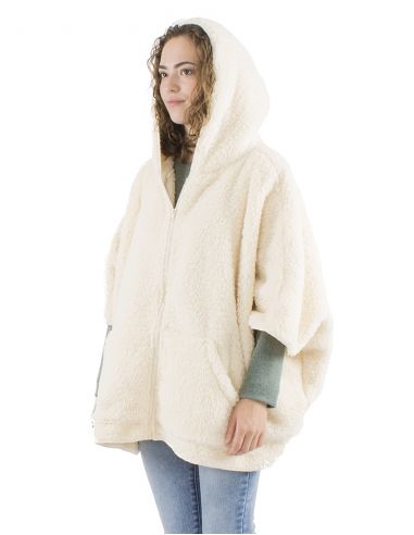 Chaqueta poncho malla poliester polar fibra larga