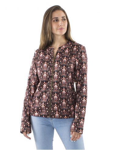 Chaqueta malla 95% poliester 5% elastano forrado estampado ikat