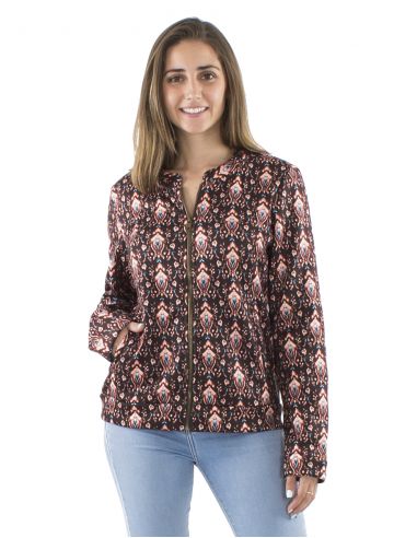 Chaqueta malla 95% poliester 5% elastano forrado estampado ikat