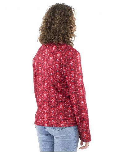 Chaqueta malla 95% poliester 5% elastano forrado estampado ikat