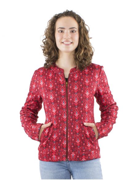 Chaqueta malla 95% poliester 5% elastano forrado estampado ikat