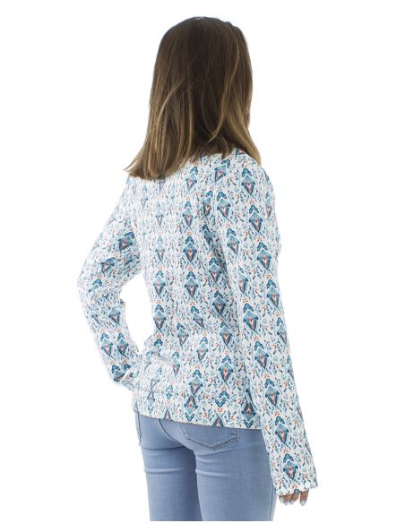 Chaqueta malla 95% poliester 5% elastano forrado estampado ikat