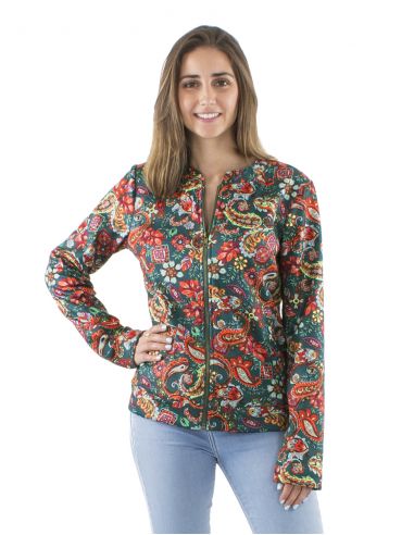 Chaqueta malla 95% poliester 5% elastano forrado estampado romanesque