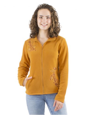 Chaqueta malla poliester polar a col broderies flores