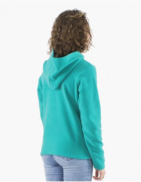 Chaqueta malla poliester polar con capucha broderie rosace