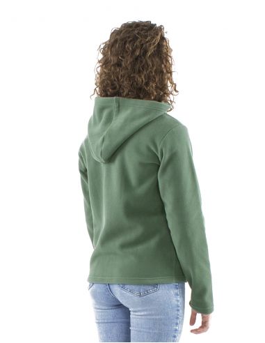 Chaqueta malla poliester polar con capucha broderie rosace