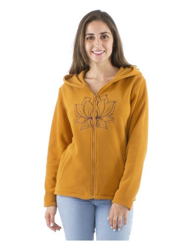 Chaqueta malla poliester polar con capucha broderie rosace