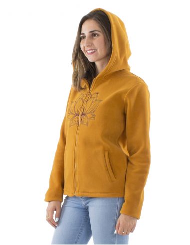 Chaqueta malla poliester polar con capucha broderie rosace