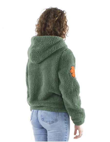 Chaqueta malla poliester polar fibra largas flores