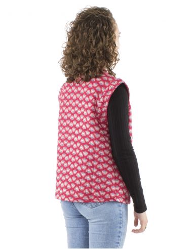 Chaqueta poliester acolchada sin mangas 1 boton estampado oriental