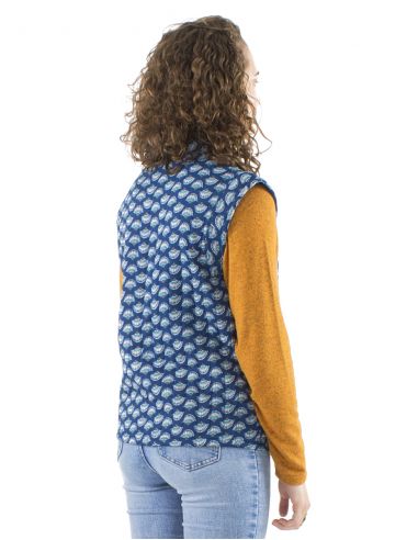 Chaqueta poliester acolchada sin mangas 1 boton estampado oriental