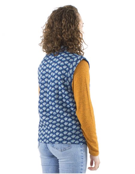 Chaqueta poliester acolchada sin mangas 1 boton estampado oriental