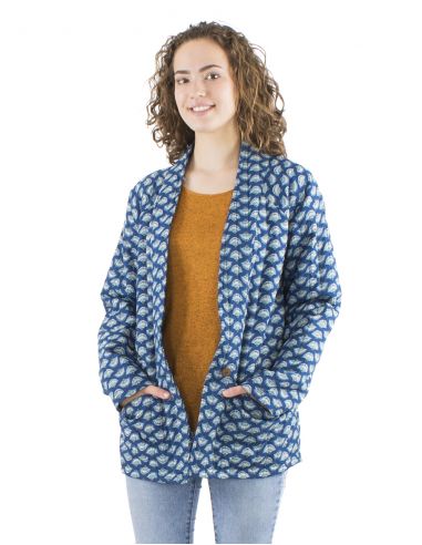 Chaqueta poliesteracolchada2 bolsillos estampado oriental