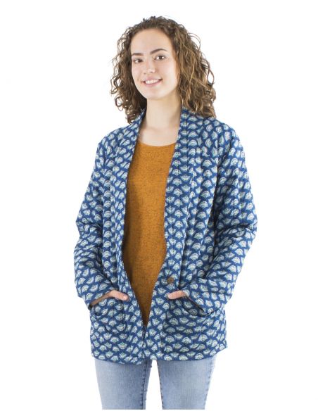 Chaqueta poliesteracolchada2 bolsillos estampado oriental