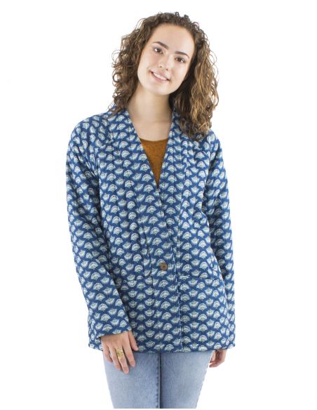 Chaqueta poliesteracolchada2 bolsillos estampado oriental