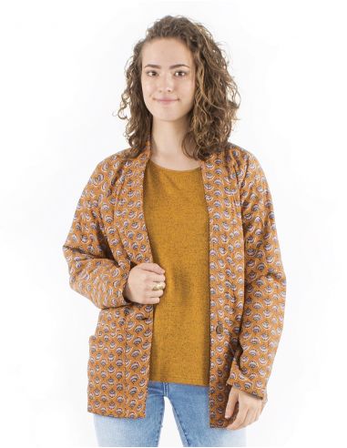 Chaqueta poliesteracolchada2 bolsillos estampado oriental