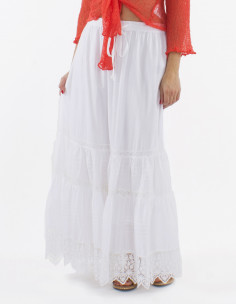 Falda larga algodon Blancoo encaje doblada 2
