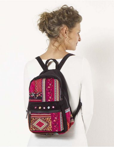 Mochila de pana 98% algodon 2% elastano estampado tsigane