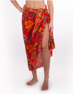 Pareo viscosa estampado tiare sin flecos