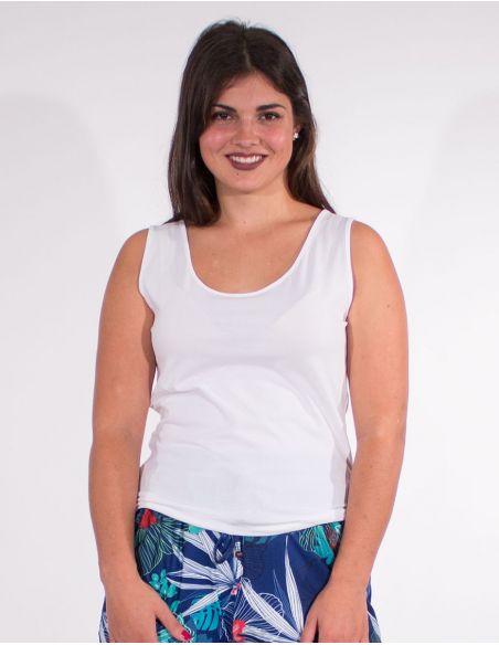 Camiseta 95% algodon 5% elastano sin mangas lisa