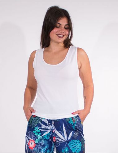 Camiseta 95% algodon 5% elastano sin mangas lisa