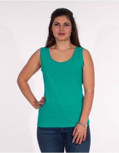 Camiseta 95% algodon 5% elastano sin mangas lisa