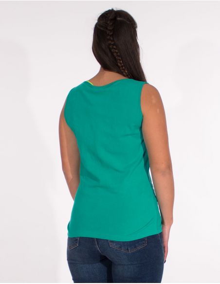 Camiseta 95% algodon 5% elastano sin mangas lisa