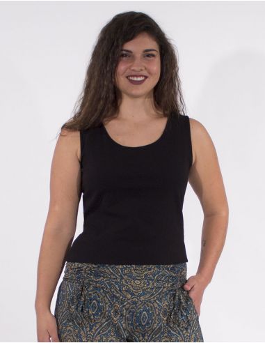 Camiseta 95% algodon 5% elastano sin mangas lisa