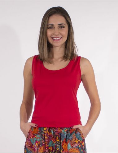 Camiseta 95% algodon 5% elastano sin mangas lisa