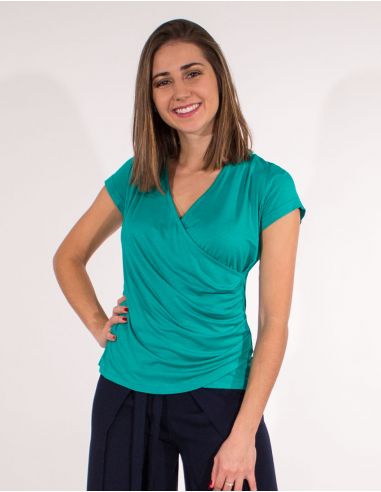 Camiseta 95% viscosa 5% elastano lisa cruzada