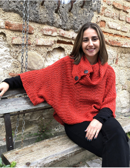 Jersey malla 55% acrilico 45% poliamida cuello 4 botones madera