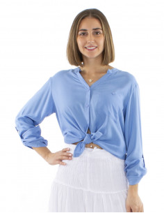 Blusa viscosa lisa con...