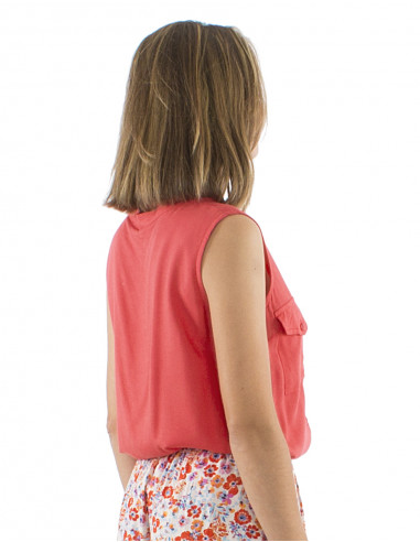 Blusa viscosa lisa cuello mao con botones  sin...