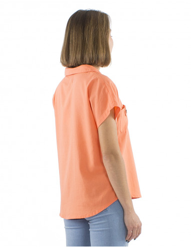 Blusa 54% lino 46% viscosa con botones y...